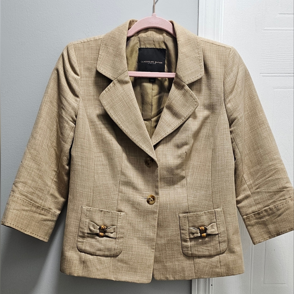 Classiques Entier Atelier Beige Textured Blazer Jacket